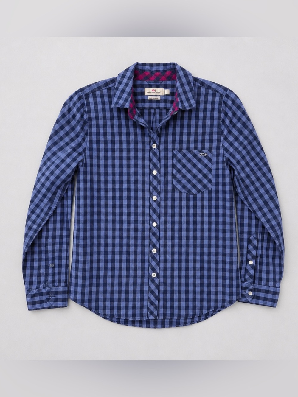 Vineyard Vines - Navy Blue & Purple Gingham Button-Down Shirt